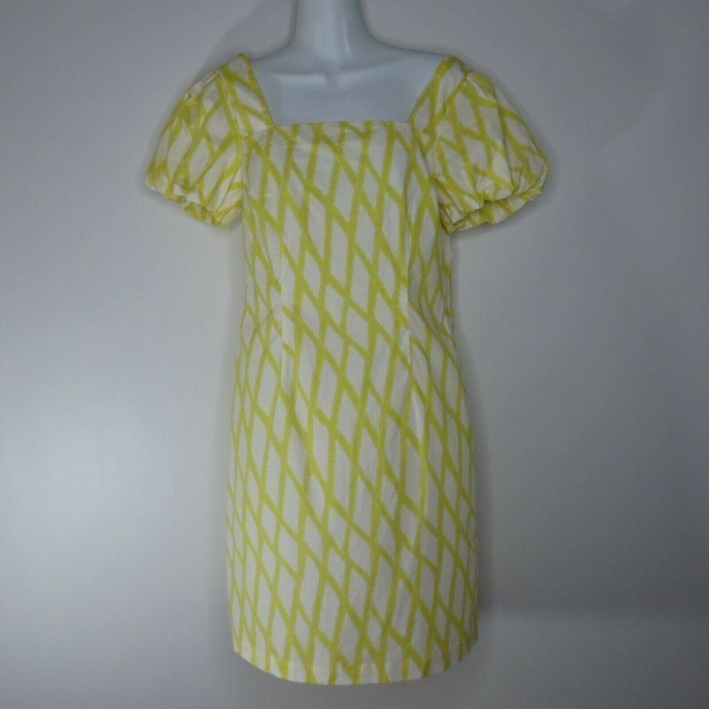 Tex By Max Azria Yellow White Cotton Dress S